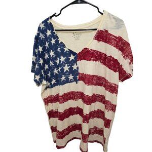 Natural Reflection American Flag Printed V-Neck T-Shirt XL